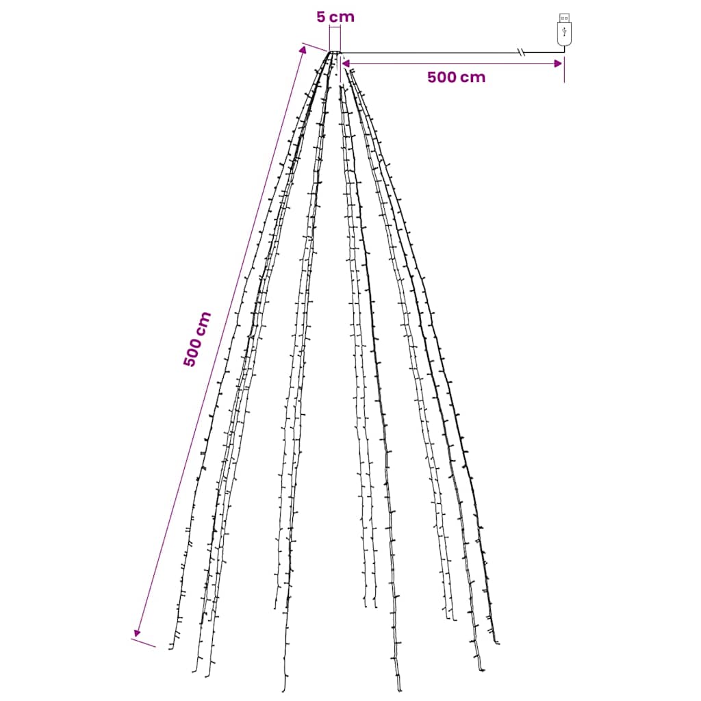 Kalėdinė girlianda eglutei-tinklas su 500 LED lempučių, 500cm
