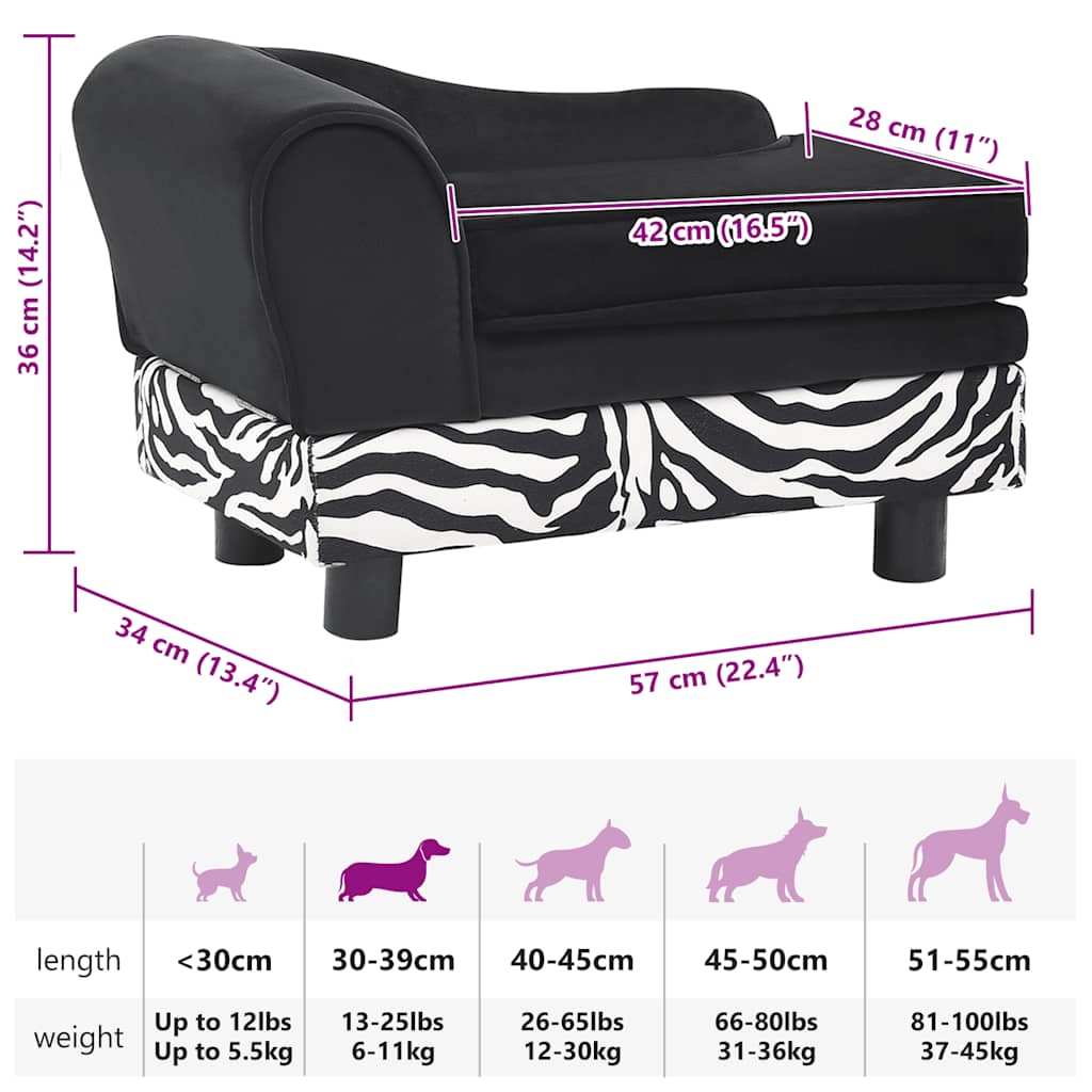 Lova šunims, juodos spalvos, 57x34x36cm, pliušas