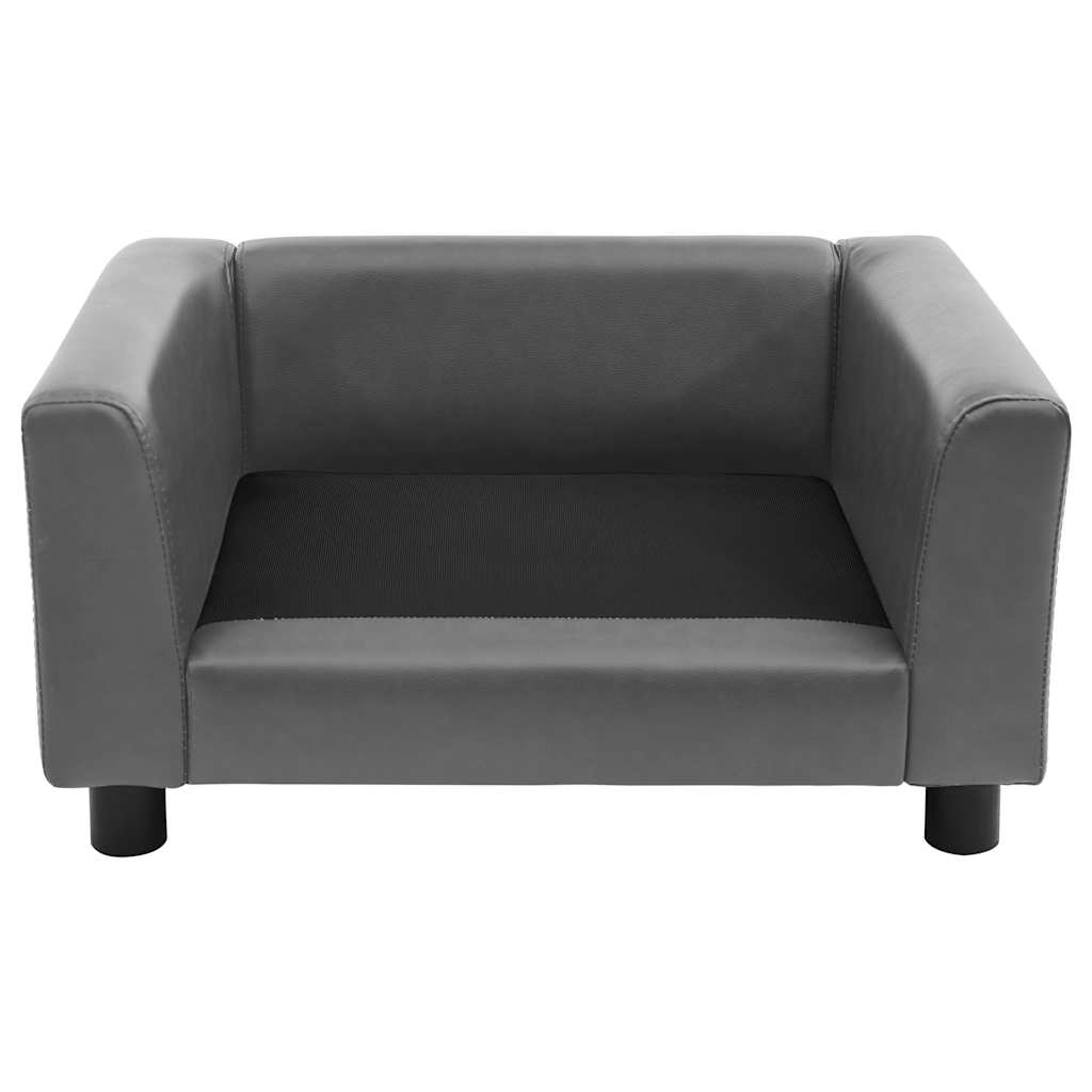 Lova šunims, pilka, 60x43x30cm, pliušas ir dirbtinė oda