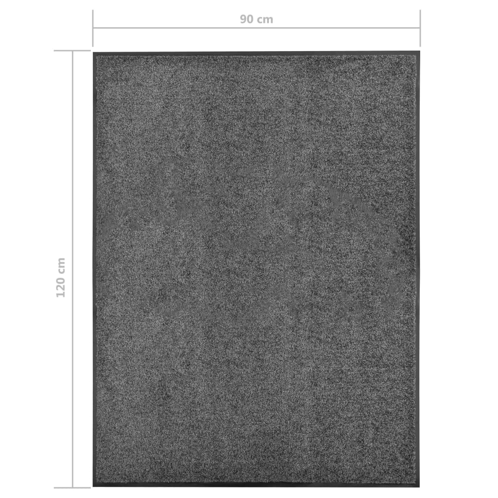 Durų kilimėlis, antracito spalvos, 90x120cm, plaunamas