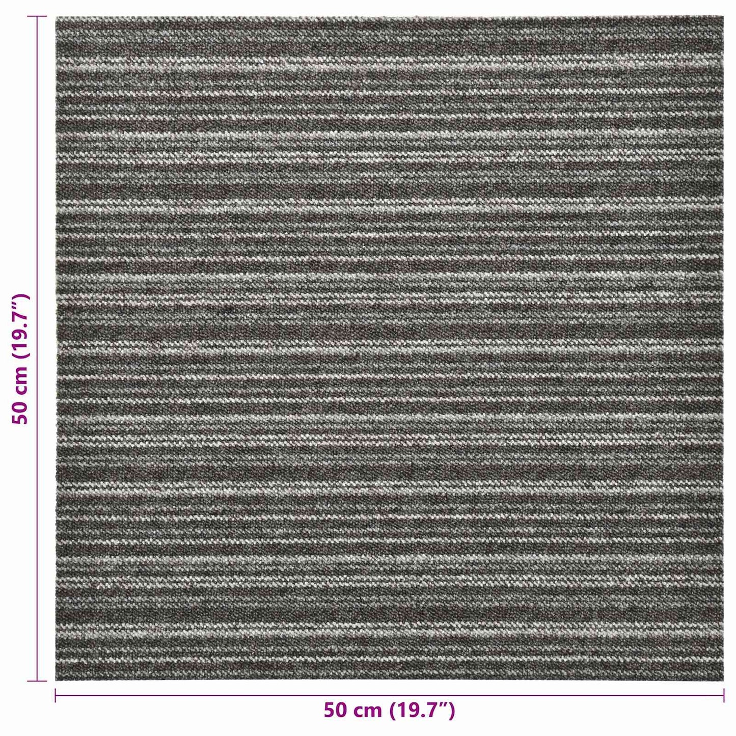 Kilimas 20 pcs Juostuota antracito spalvos 50 x 50 cm