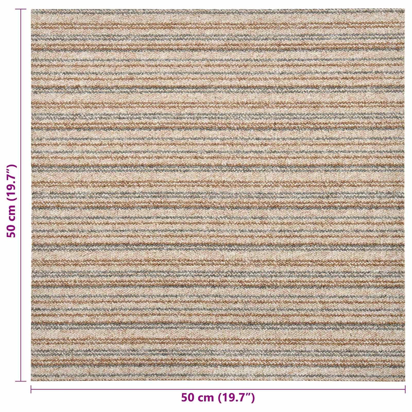 Kilimas 20 pcs Juostuota smėlio spalvos 50 x 50 cm
