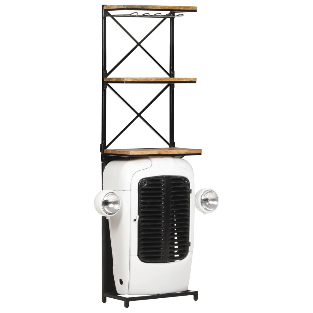 Spintelė vynui, balta, 49x31x172cm, neapdorota mango mediena