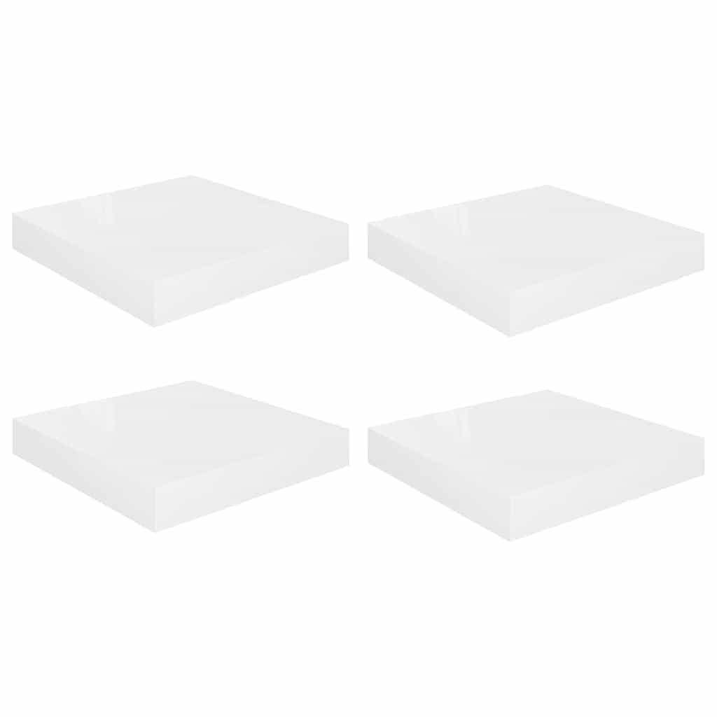 Pakabinamos lentynos, 4vnt., baltos, 23x23,5x3,8cm, MDF