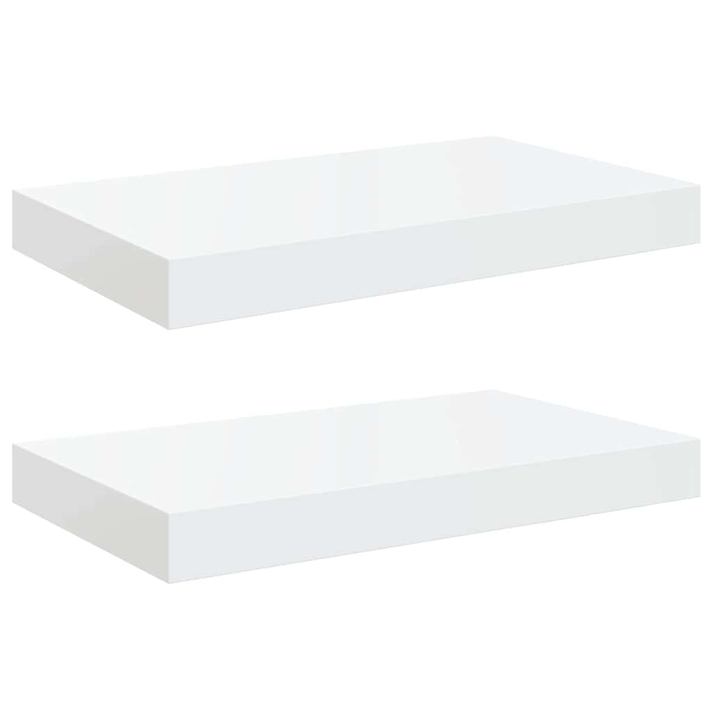 Pakabinamos sieninės lentynos, 2vnt., baltos, 40x23x3,8cm, MDF