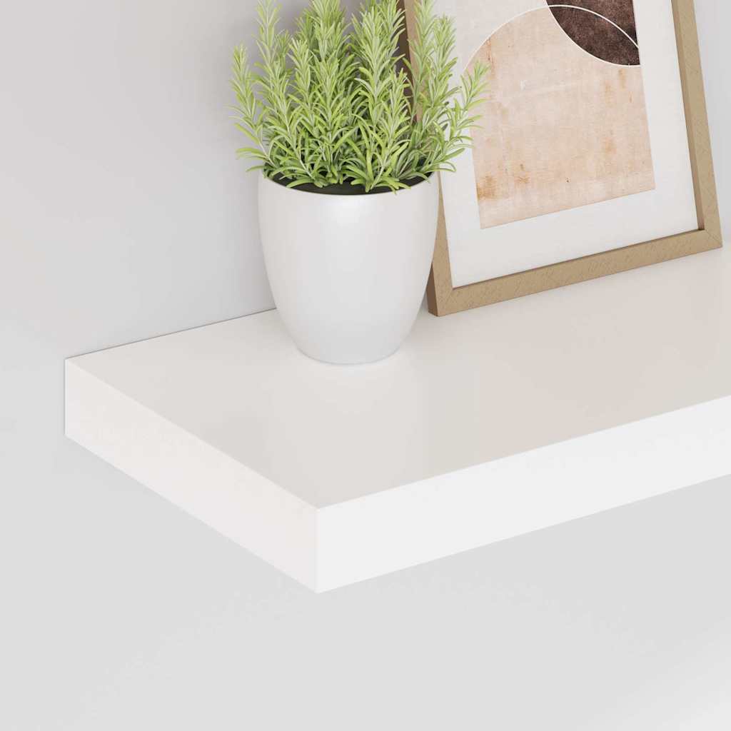 Pakabinamos sieninės lentynos, 2vnt., baltos, 40x23x3,8cm, MDF