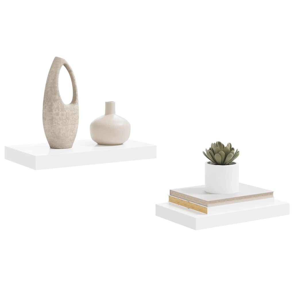 Pakabinamos sieninės lentynos, 2vnt., baltos, 40x23x3,8cm, MDF