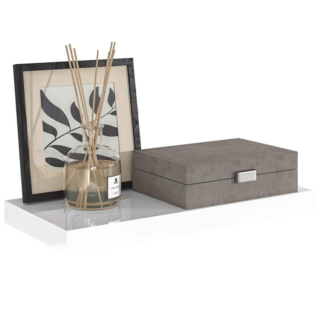 Pakabinama sieninė lentyna, balta, 50x23x3,8cm, MDF, blizgi