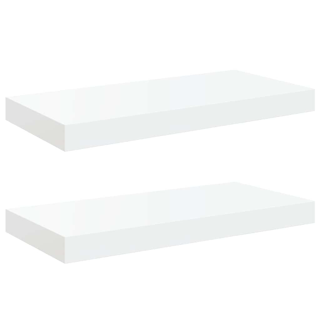 Pakabinamos sieninės lentynos, 2vnt., baltos, 50x23x3,8cm, MDF