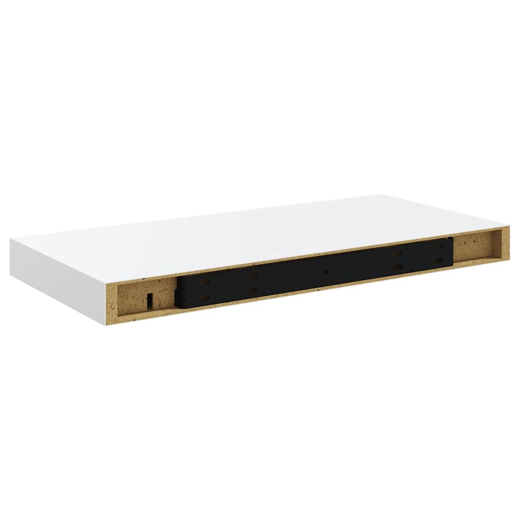 Pakabinamos sieninės lentynos, 2vnt., baltos, 50x23x3,8cm, MDF
