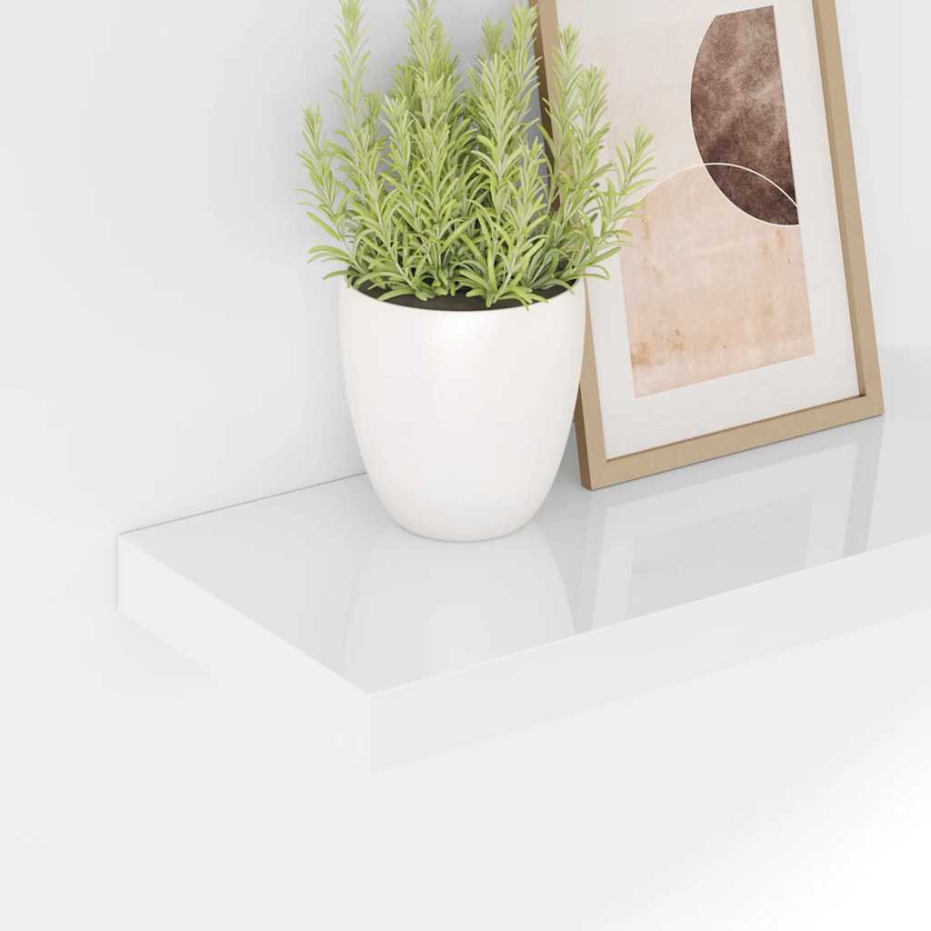 Pakabinamos sieninės lentynos, 4vnt., baltos, 50x23x3,8cm, MDF