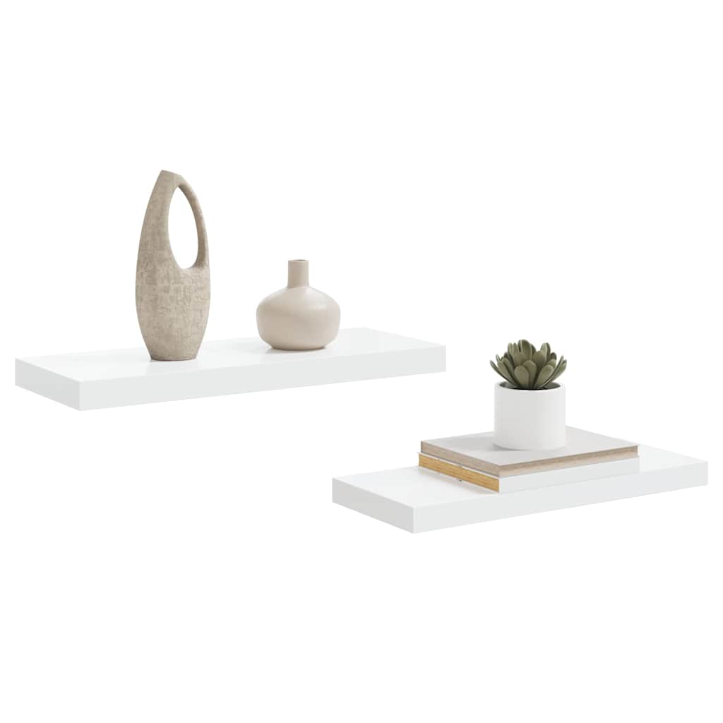 Pakabinamos lentynos, 2vnt., baltos, 60x23,5x3,8cm, MDF