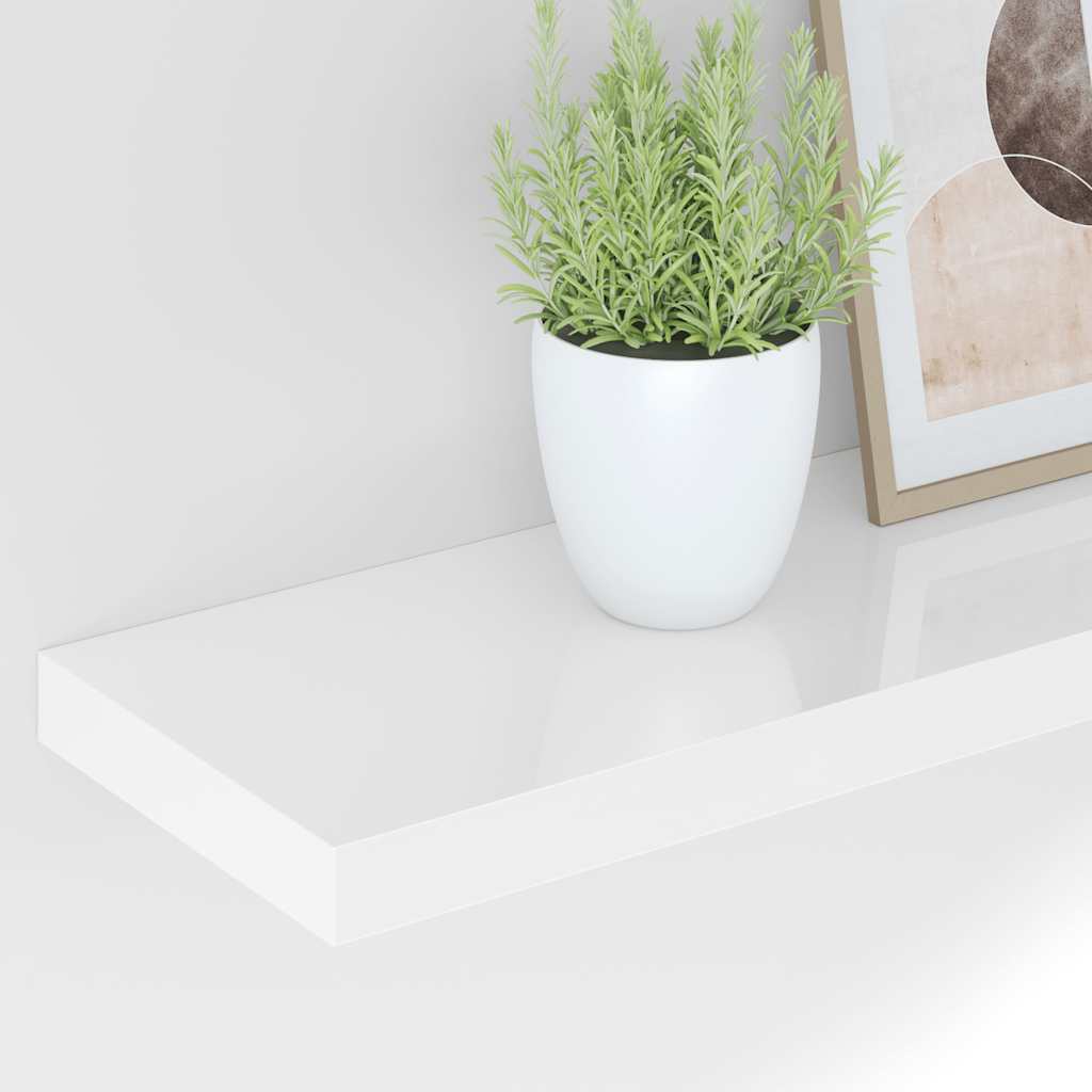 Pakabinamos lentynos, 4vnt., baltos, 60x23,5x3,8cm, MDF