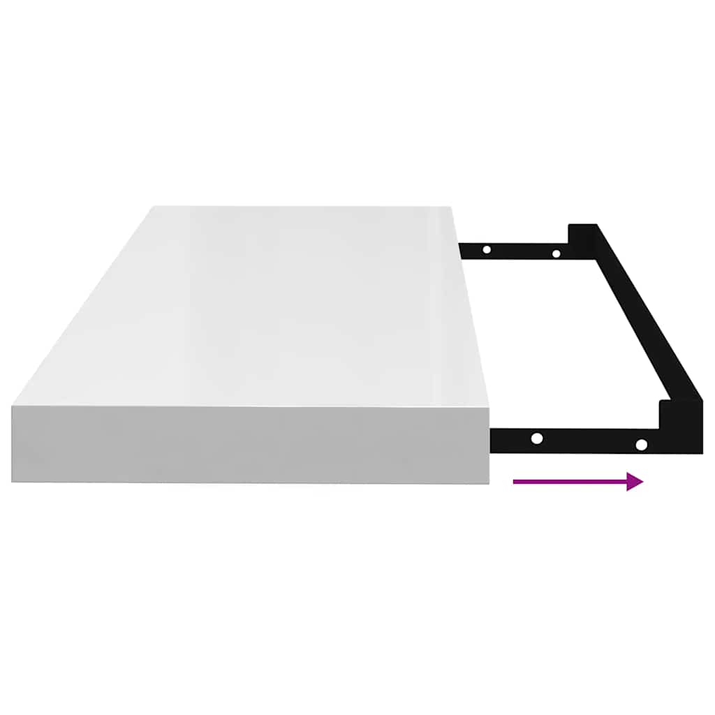 Pakabinamos lentynos, 4vnt., baltos, 60x23,5x3,8cm, MDF
