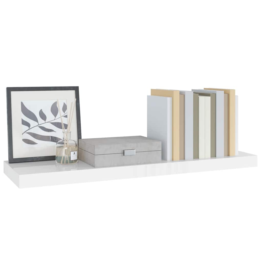 Pakabinama sieninė lentyna, balta, 80x23,5x3,8cm, MDF, blizgi