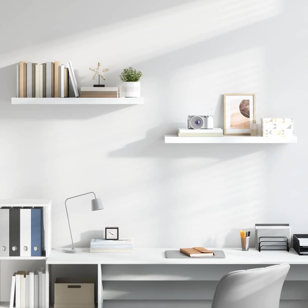 Pakabinamos lentynos, 2vnt., baltos, 90x23,5x3,8cm, MDF