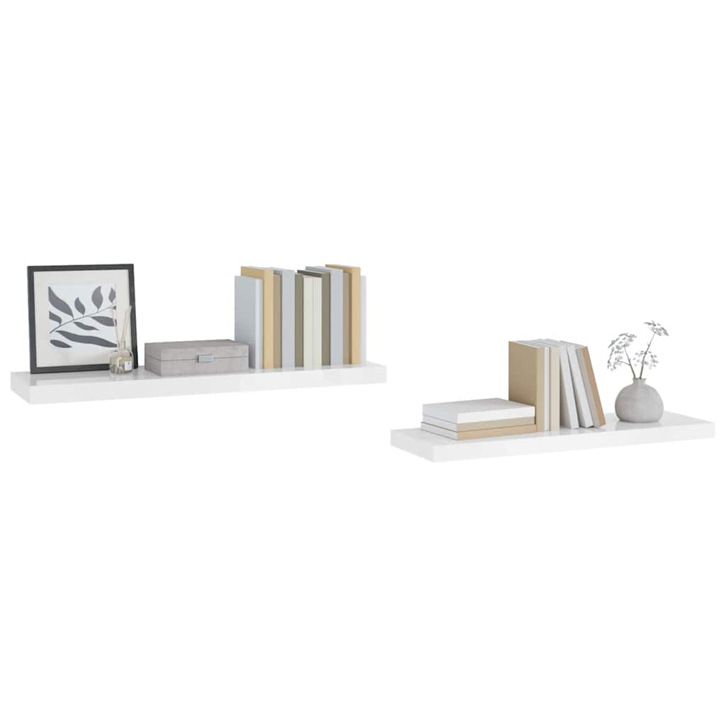 Pakabinamos lentynos, 2vnt., baltos, 90x23,5x3,8cm, MDF