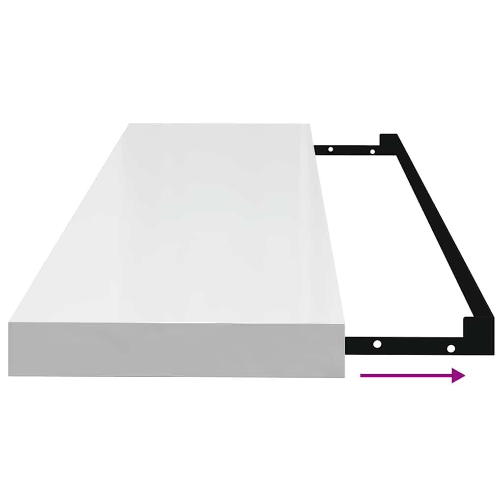 Pakabinamos lentynos, 2vnt., baltos, 90x23,5x3,8cm, MDF