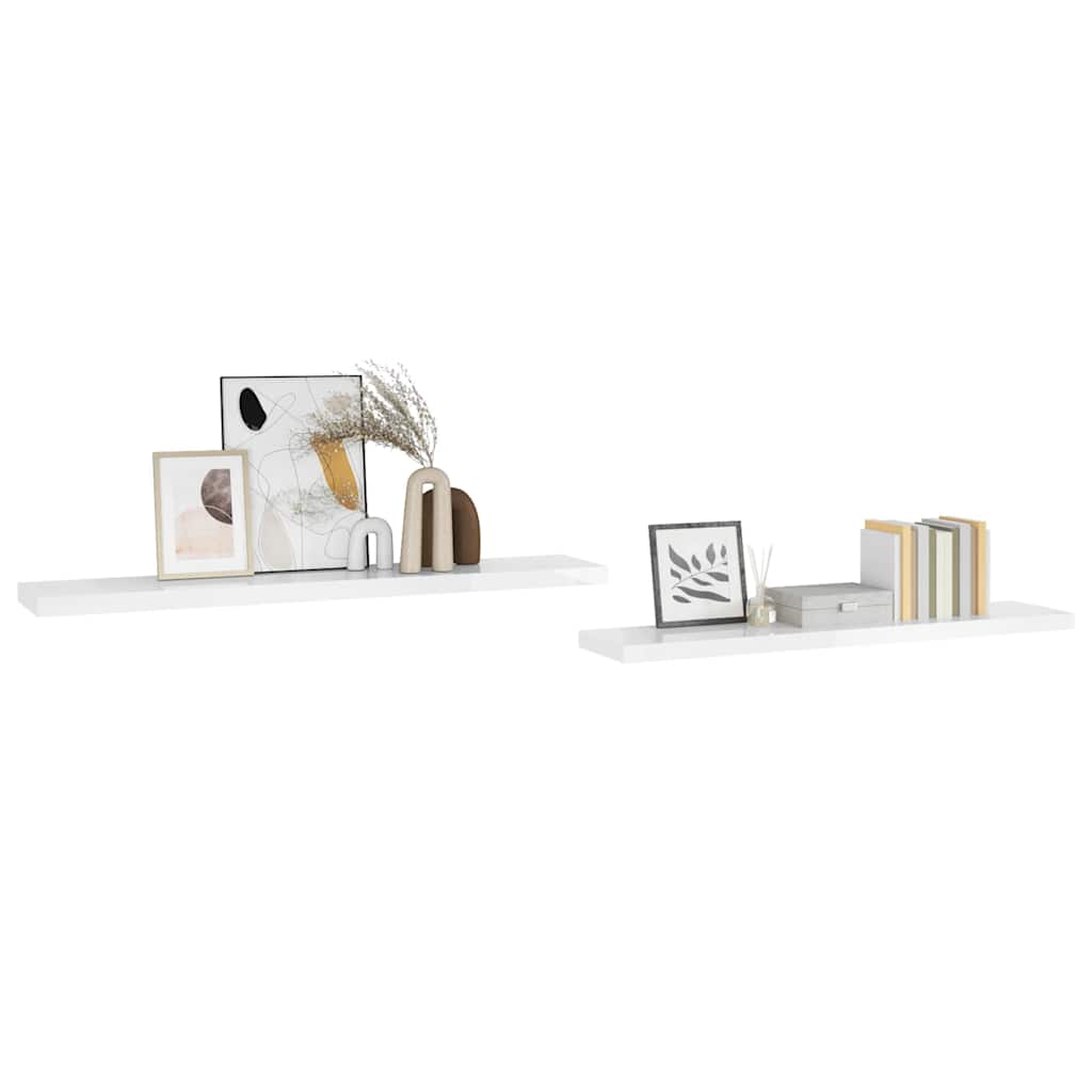 Pakabinamos lentynos, 2vnt., baltos, 120x23,5x3,8cm, MDF