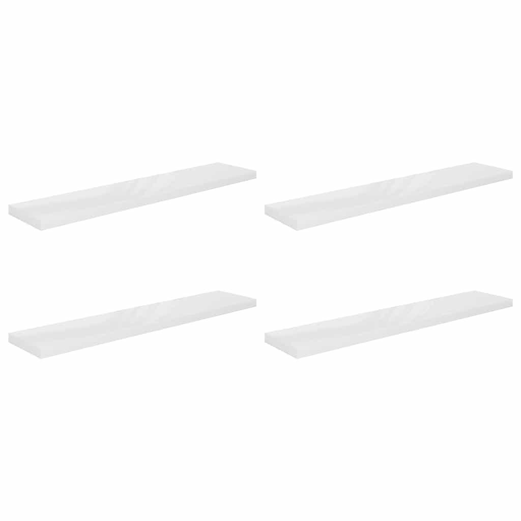 Pakabinamos lentynos, 4vnt., baltos, 120x23,5x3,8cm, MDF
