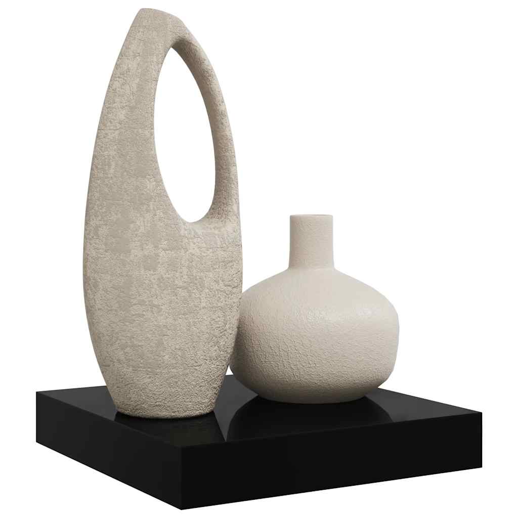 Pakabinama sieninė lentyna, juoda, 23x23,5x3,8cm, MDF, blizgi