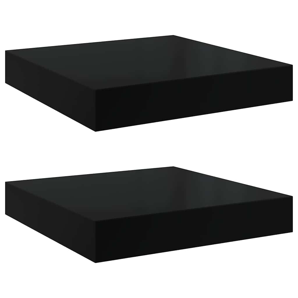 Pakabinamos lentynos, 2vnt., juodos, 23x23,5x3,8cm, MDF