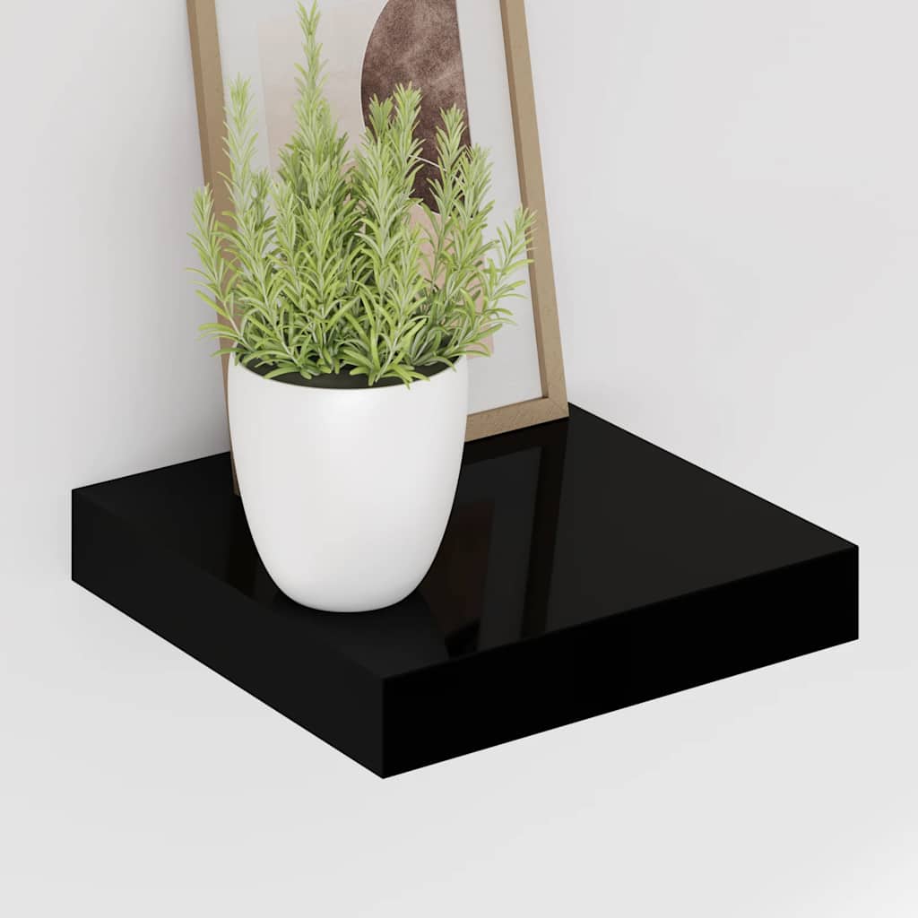 Pakabinamos lentynos, 2vnt., juodos, 23x23,5x3,8cm, MDF