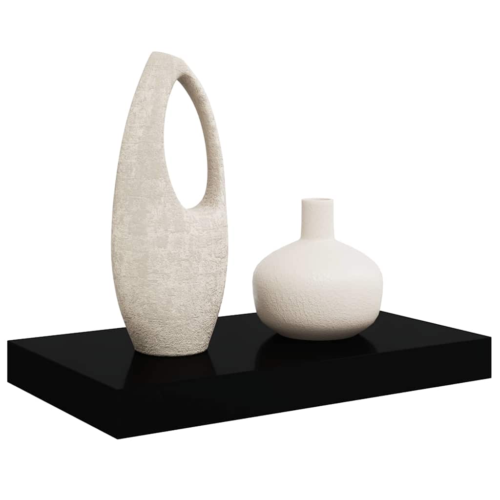 Pakabinama sieninė lentyna, juoda, 40x23x3,8cm, MDF, blizgi