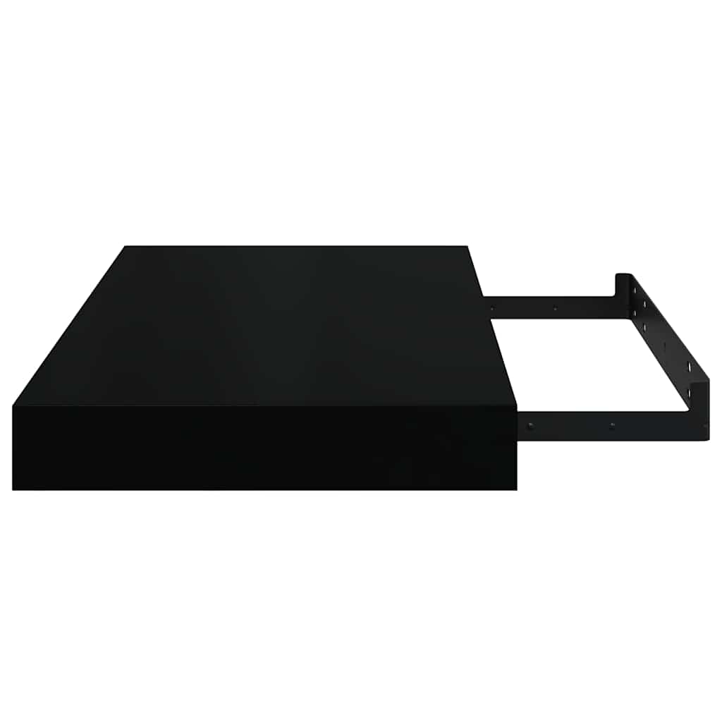 Pakabinamos sieninės lentynos, 2vnt., juodos, 40x23x3,8cm, MDF