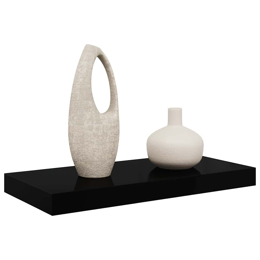 Pakabinama sieninė lentyna, juoda, 50x23x3,8cm, MDF, blizgi