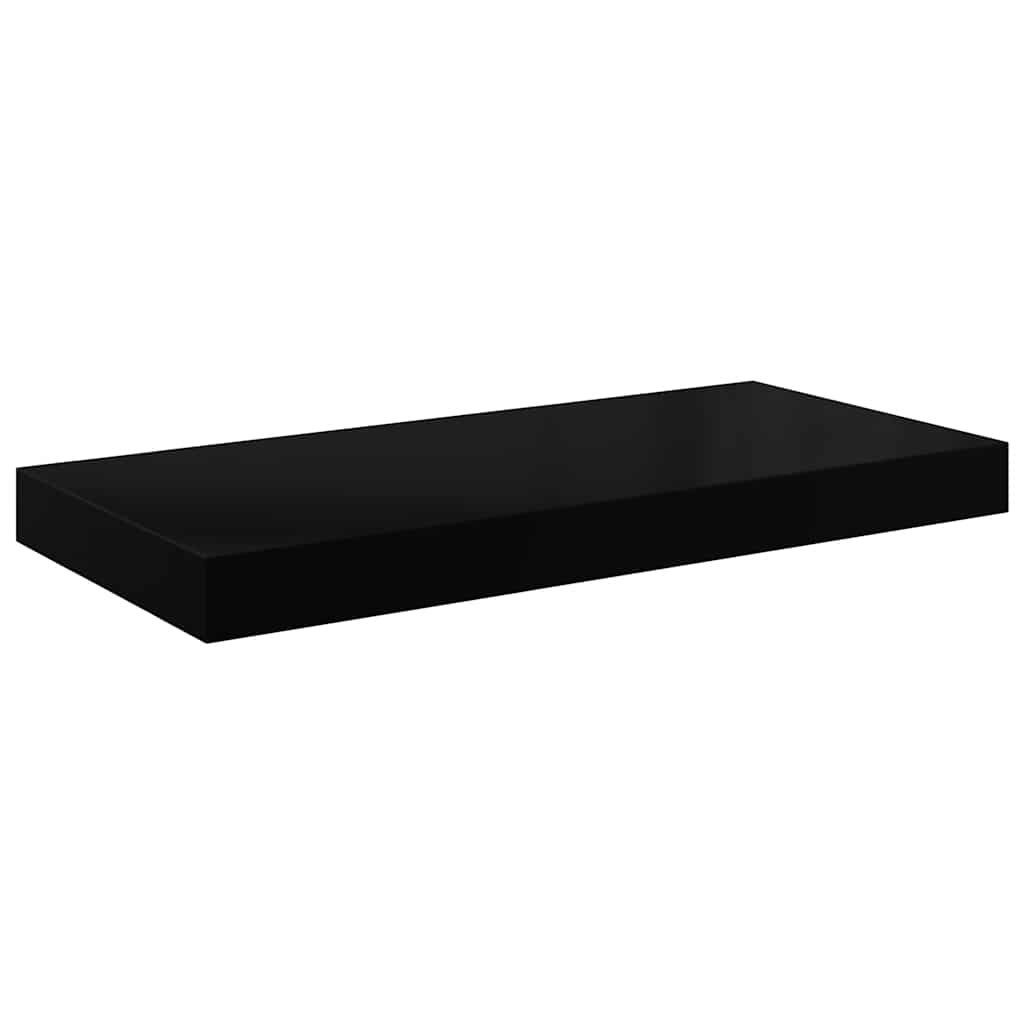 Pakabinamos sieninės lentynos, 4vnt., juodos, 50x23x3,8cm, MDF
