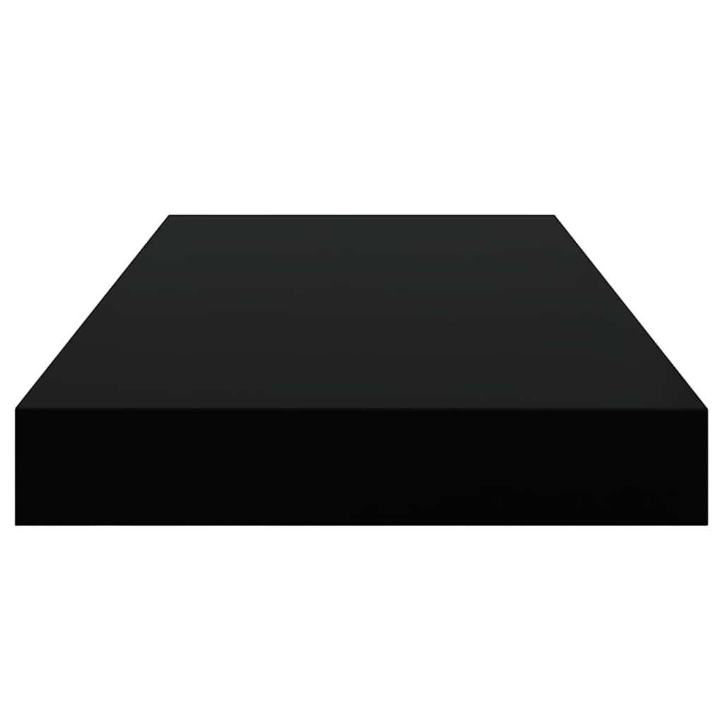 Pakabinamos sieninės lentynos, 4vnt., juodos, 50x23x3,8cm, MDF