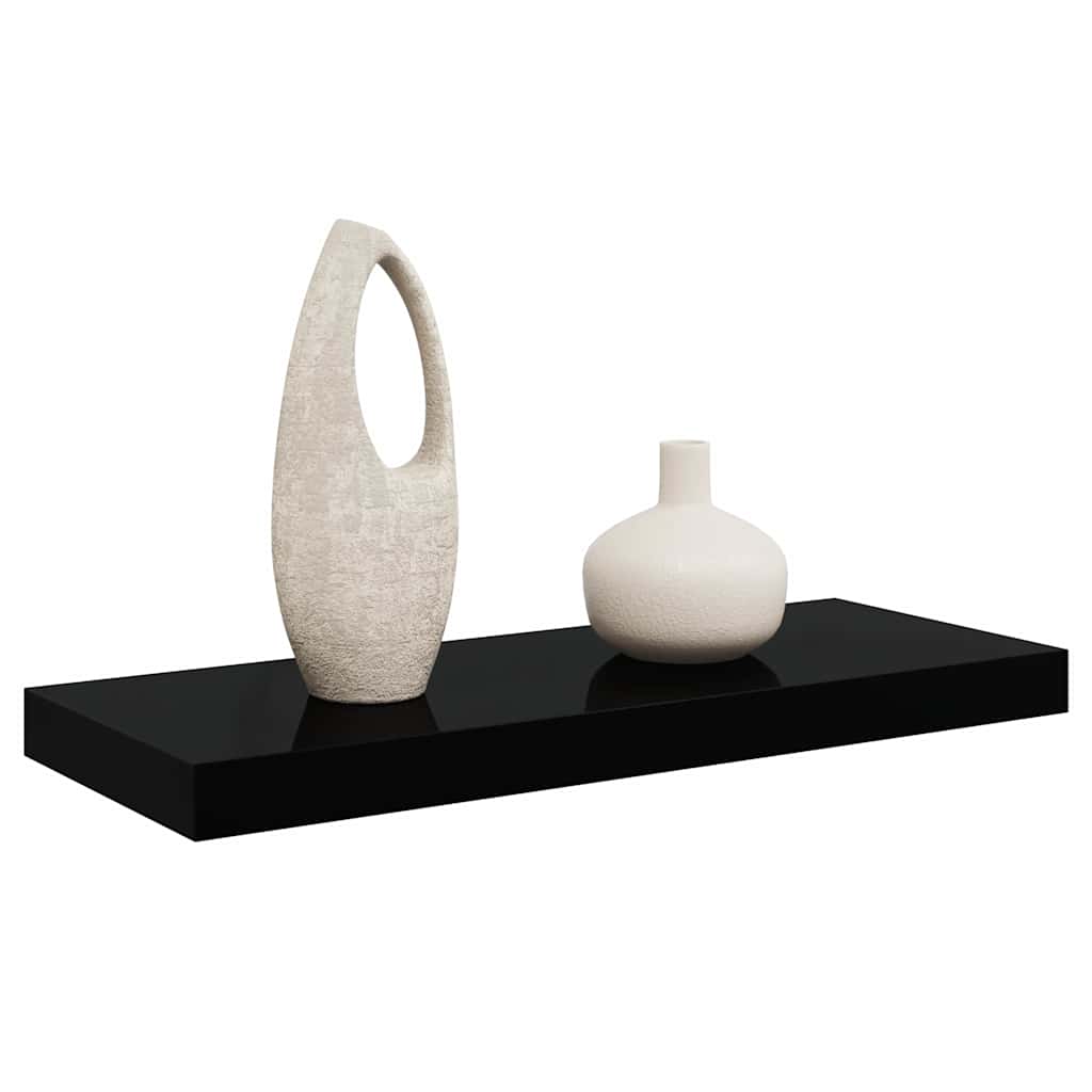 Pakabinama sieninė lentyna, juoda, 60x23,5x3,8cm, MDF, blizgi