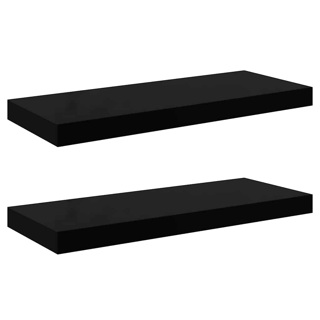 Pakabinamos lentynos, 2vnt., juodos, 60x23,5x3,8cm, MDF