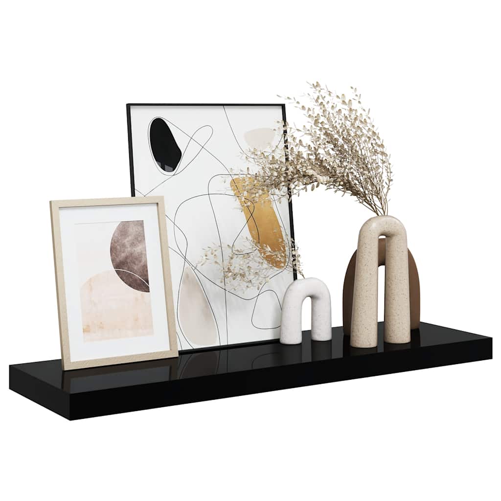 Pakabinama sieninė lentyna, juoda, 80x23,5x3,8cm, MDF, blizgi