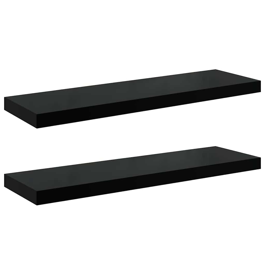 Pakabinamos lentynos, 2vnt., juodos, 80x23,5x3,8cm, MDF