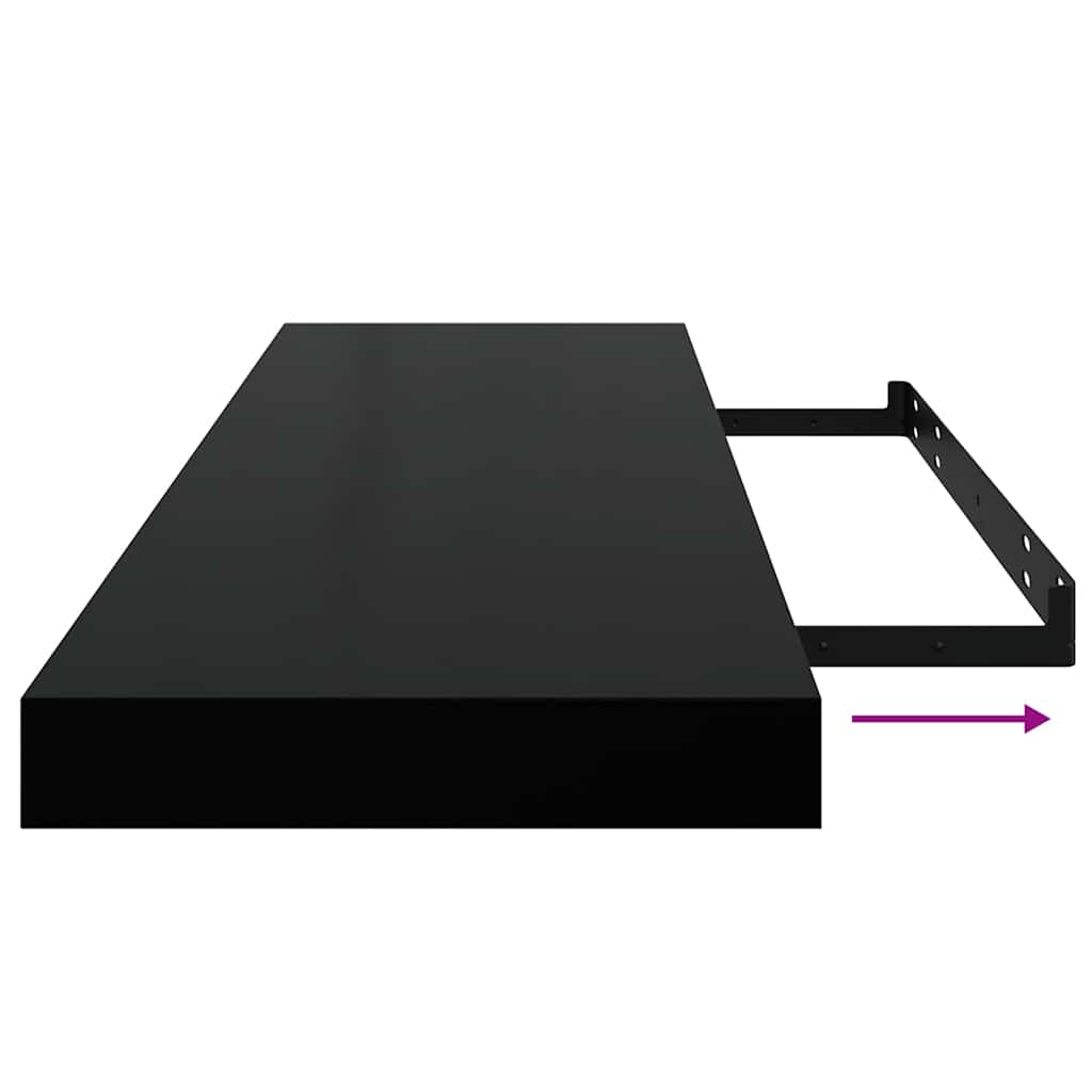 Pakabinamos lentynos, 2vnt., juodos, 80x23,5x3,8cm, MDF