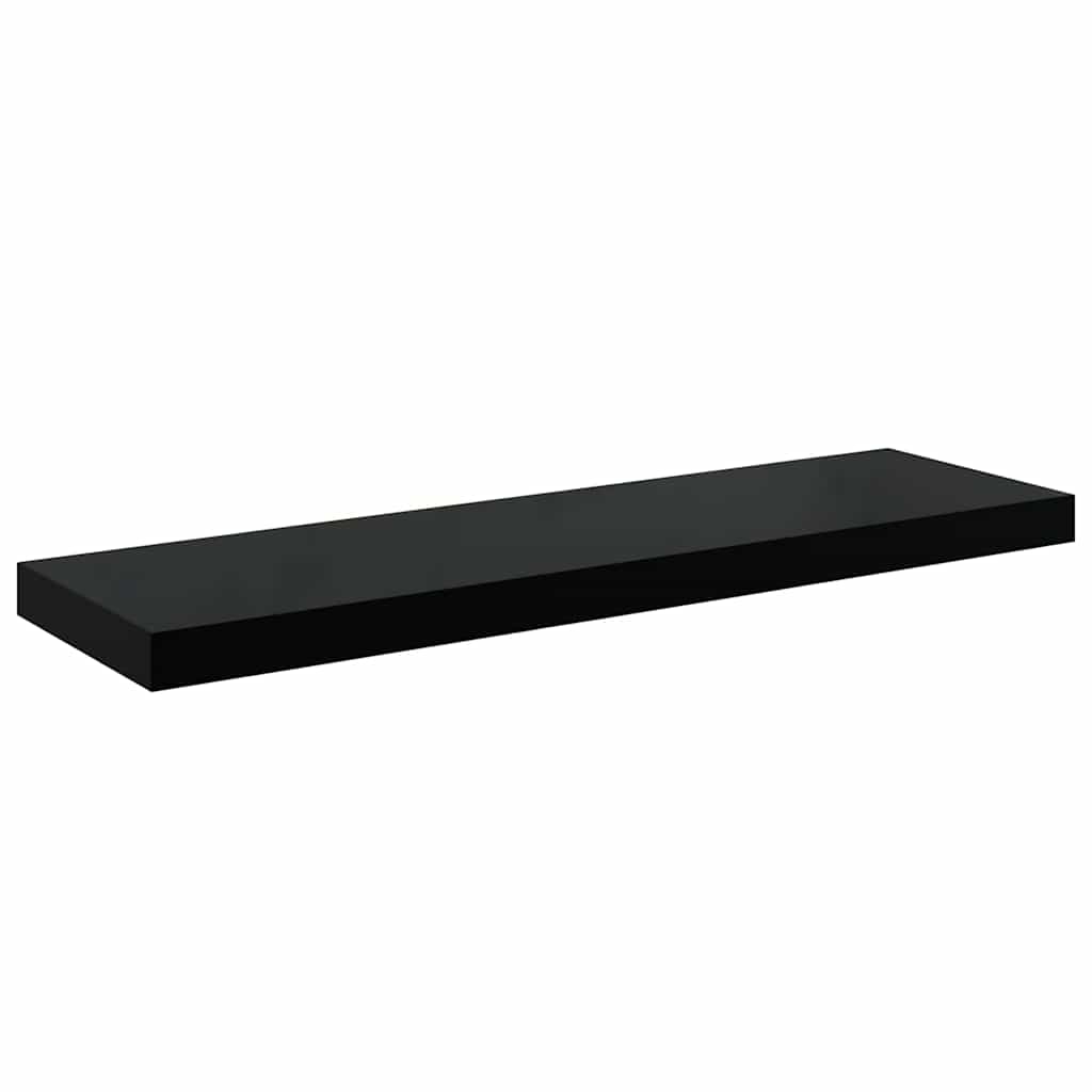 Pakabinamos lentynos, 4vnt., juodos, 80x23,5x3,8cm, MDF