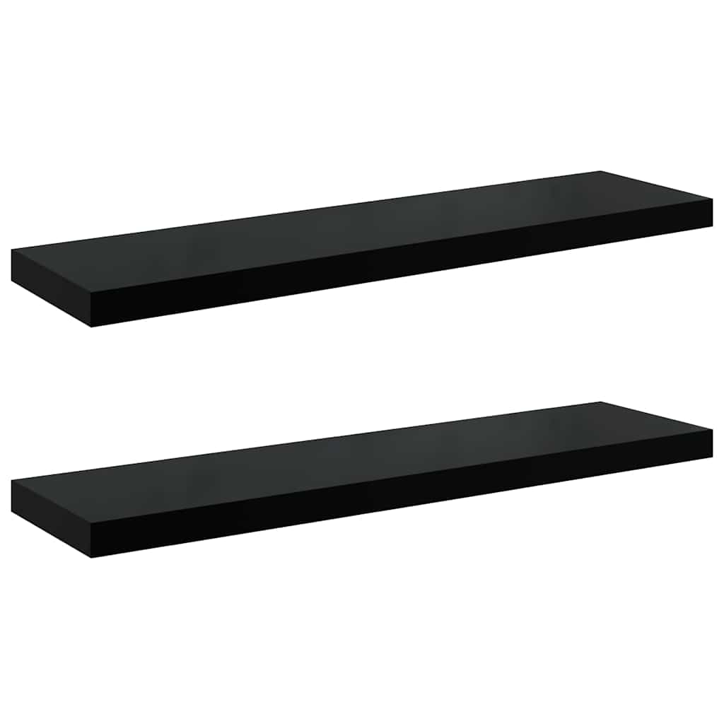 Pakabinamos lentynos, 2vnt., juodos, 90x23,5x3,8cm, MDF
