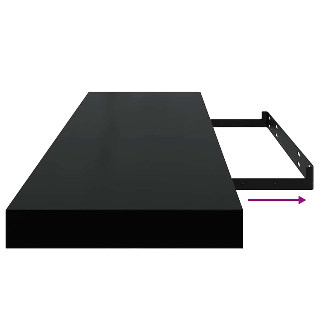 Pakabinamos lentynos, 2vnt., juodos, 90x23,5x3,8cm, MDF