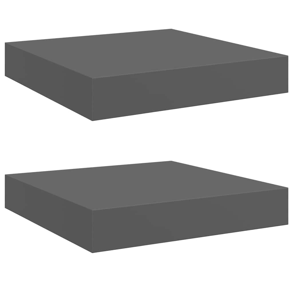 Pakabinamos lentynos, 2vnt., pilkos, 23x23,5x3,8cm, MDF