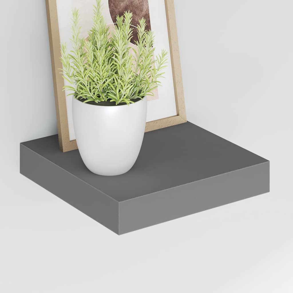 Pakabinamos lentynos, 4vnt., pilkos, 23x23,5x3,8cm, MDF