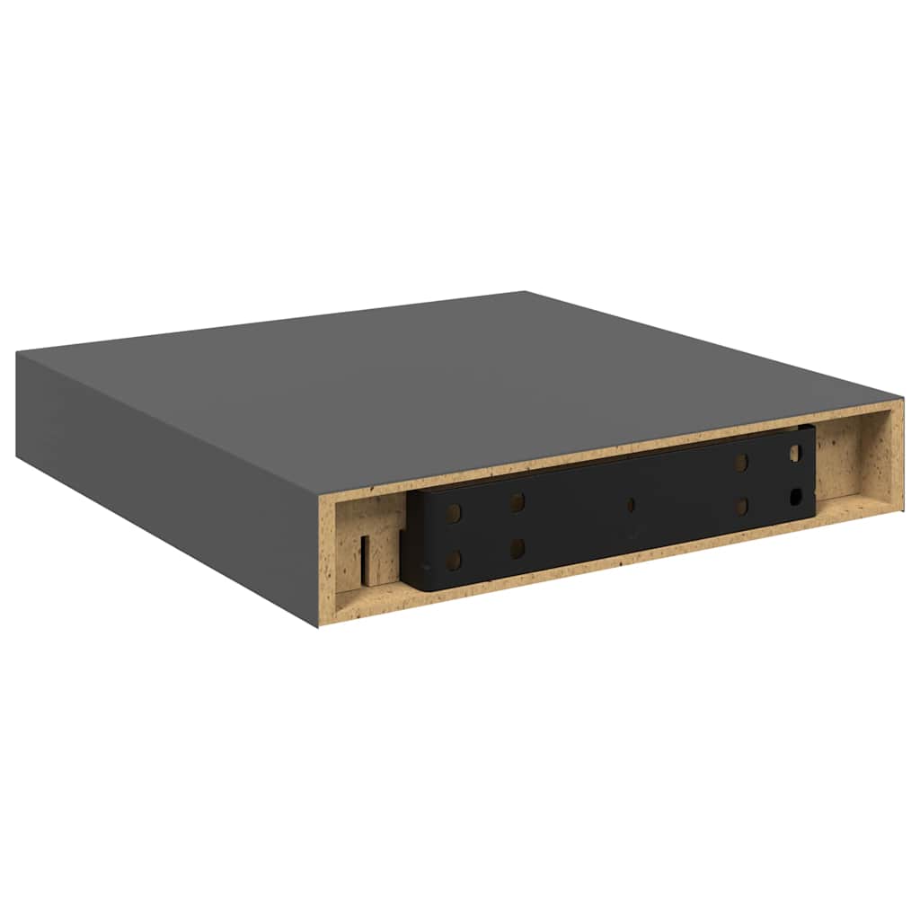 Pakabinamos lentynos, 4vnt., pilkos, 23x23,5x3,8cm, MDF