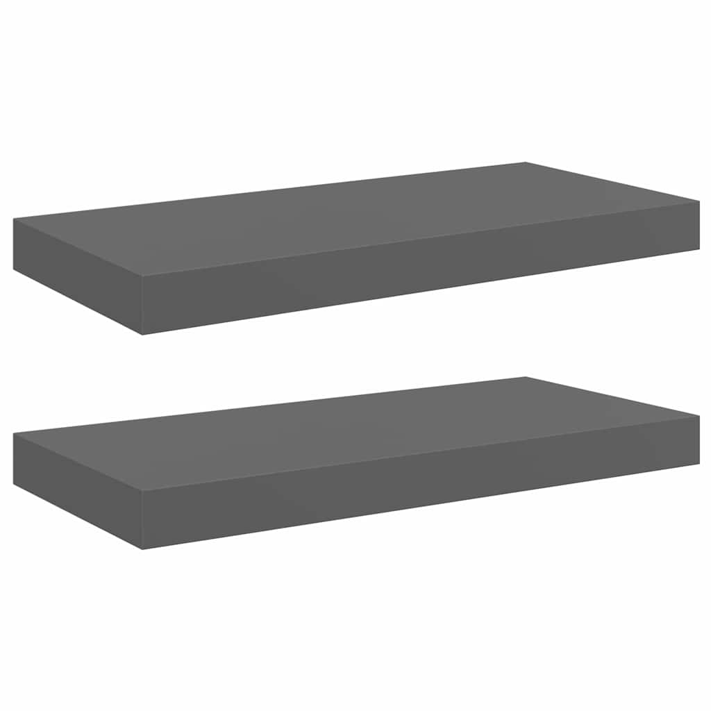 Pakabinamos sieninės lentynos, 2vnt., pilkos, 50x23x3,8cm, MDF