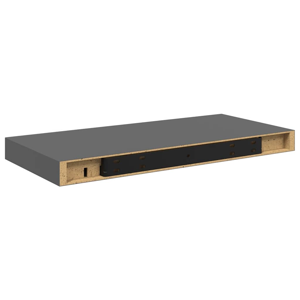 Pakabinamos sieninės lentynos, 2vnt., pilkos, 50x23x3,8cm, MDF