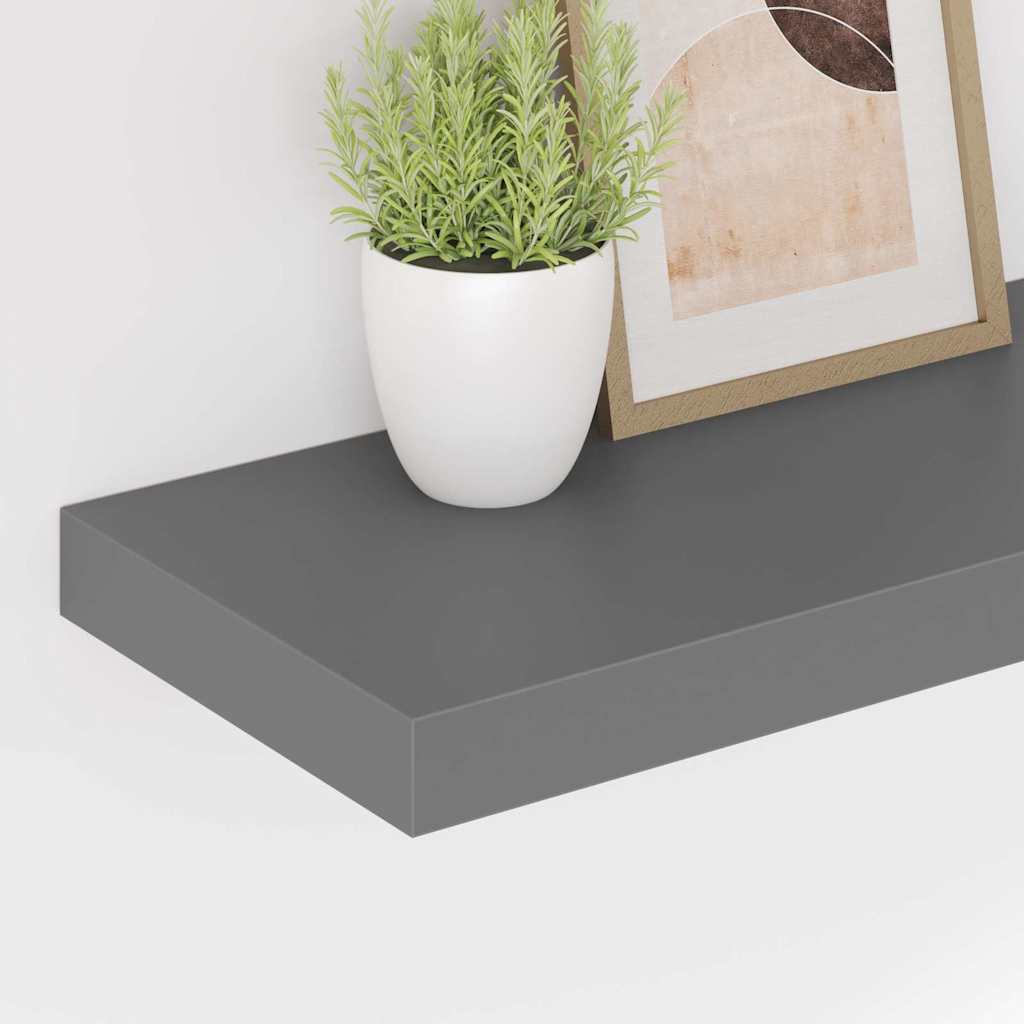 Pakabinama sieninė lentyna, pilka, 60x23,5x3,8cm, MDF, blizgi