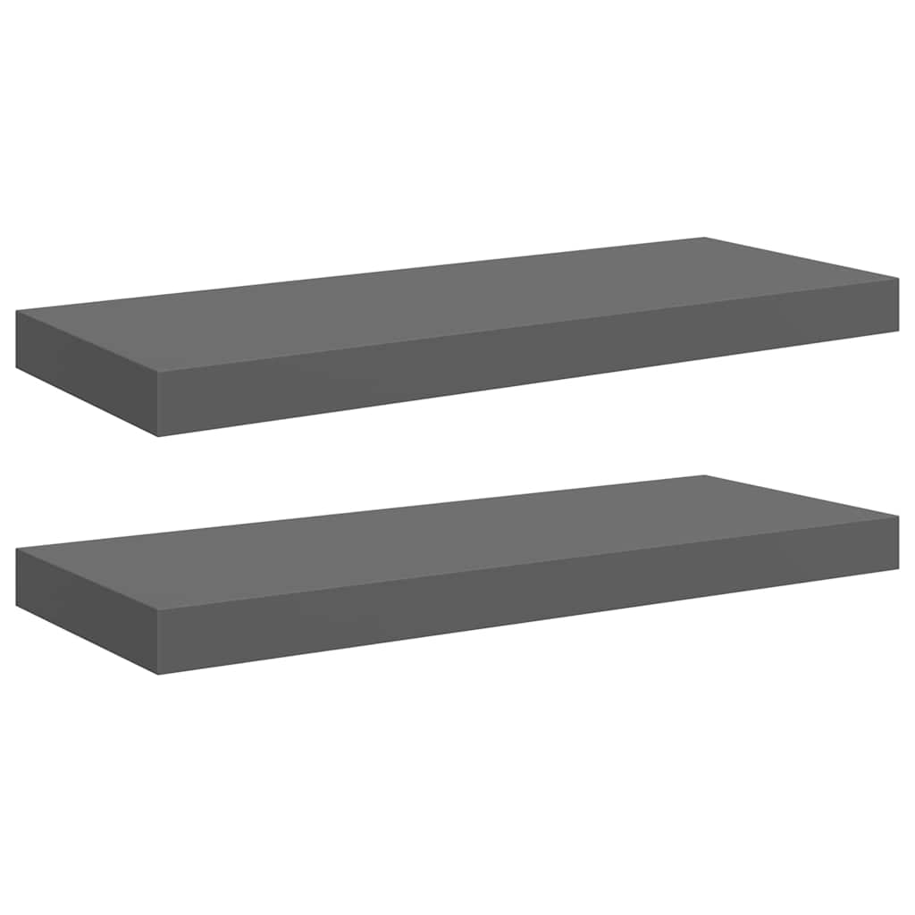 Pakabinamos lentynos, 2vnt., pilkos, 60x23,5x3,8cm, MDF