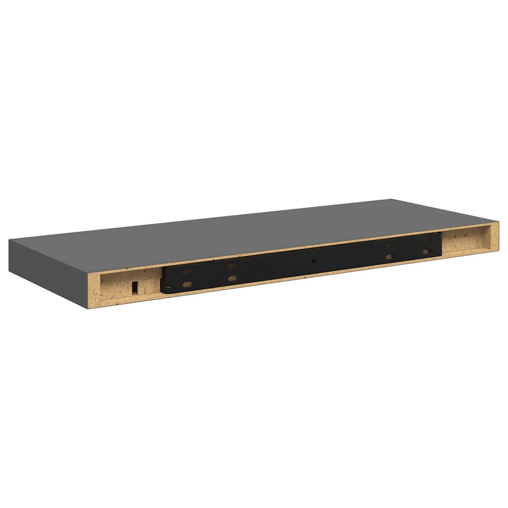 Pakabinamos lentynos, 4vnt., pilkos, 60x23,5x3,8cm, MDF