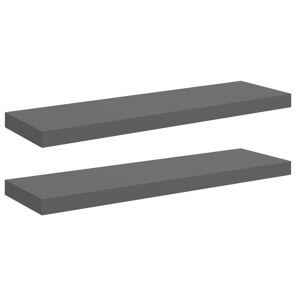 Pakabinamos lentynos, 2vnt., pilkos, 80x23,5x3,8cm, MDF