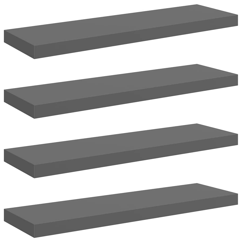 Pakabinamos lentynos, 4vnt., pilkos, 80x23,5x3,8cm, MDF
